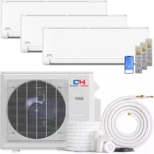 쿠퍼 앤 36000 BTU 트라이 3 존 2K 월 마운트 덕트 없는 미니 스플릿 AC 및 히트 펌프 스마트 키트 25FT