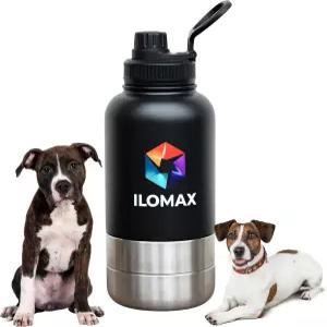 ILOMAX 3in 단열 개 여행용 물병 스테인리스 스틸 음식 및 물그릇 + 추가 뚜껑 누수 방지 를 2시간/ 6시간