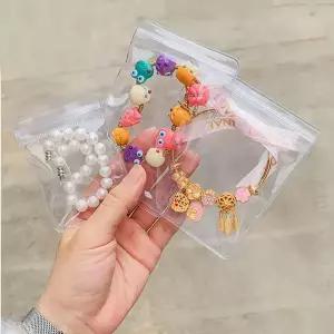 SUBGIU 00Pcs 변색 방지 보석 가방 귀걸이용 지퍼 플라스틱 포장이 된 투명 PVC 보관 파우치 브레이스 세트
