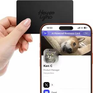 HeyLyncNow AI 스마트 디지털 명함 자동 강화 음성 메모 전사 초안 후속 이메일 스캔 및 NFC 탭을 통해