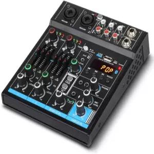 사운드 카드 블루투스 기능 USB PC 용 48V 파워가 된 디푸셩 M4 휴대용 미니 믹서 4채널 오디오 DJ 콘솔