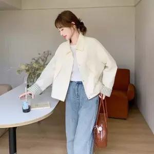 빛채운 여성용 코트 체크 쇼트 OPH1
