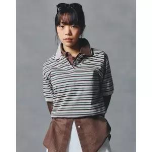 헤지스 HAZZYS [HIS] 베이지 멀티스트라이프 폴로 티셔츠 HRTS6E912I2 745742