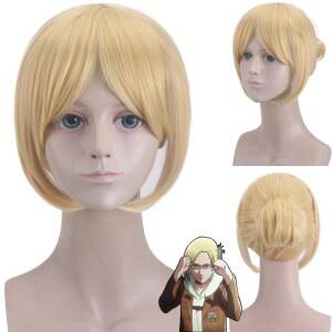 진격의 거인 코스튬 타이탄 공격 Annie Leonheart 여성 자이언트 옐로우 가발 할로윈 역할 놀이 모자