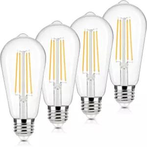 브라이트버 4팩 빈티지 LED 에디슨 전구 60W 등가 6W ST58 2700K 따뜻한 흰색 앤티크 필라멘트 E26 미디엄
