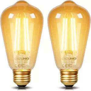 DiCUNO E26 에디슨 전구 60W 2200K 앰버 웜 6W LED ST64 글래스 빈티지 가정용 조명 600LM 비 가능 CRI 80
