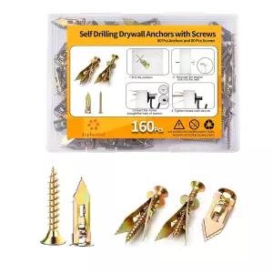 Jyphorixal 60 PCS 건식 벽체 자체 드릴링 앵커 스크류 키트 80 시트록 및 나사로 벽에 구멍을 뚫거나