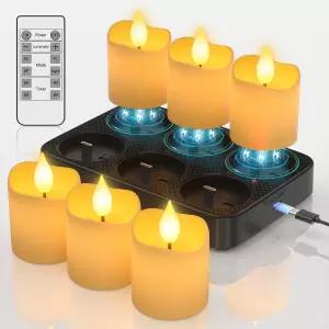 원격 충전식 SoulBay 무염 양초 베이스와 머가 있는 6pcs 전기 LED 흰색 보티브 홈 테이블 홀리데이
