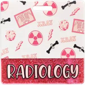 그루비 엑스레이 방사선 버디 카드 홀더 핑크 스켈레톤 테마의 수평 ID 이름 식별 태그 액세서리 글리터
