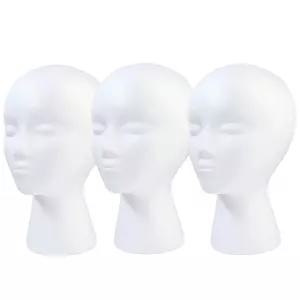발라발라 3팩 폼 가발 스탠드 디스플레이용 긴 목을 가진 여성 스티로폼 마네킹 모자 홀더 앤 트래블