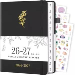 플래너 20262027 2026년 7월부터 2027년 6월까지 탭이 있는 및 월간 학교 사무실 일정 날짜가 된 A5