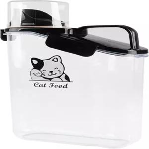 계량컵 부은 스파우트가 있는 게이세테 드라이 고양이 사료 용기 휴대용3 Qt/28L 투명 플라스틱 병 밀폐