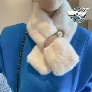 오목한 디자인 포근한 고급 가죽 미니 목도리