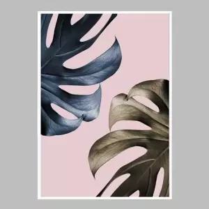슬림 인테리어액자 Monstera Pink Light 01 A2사이즈 그림액자