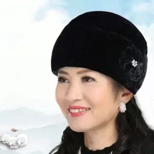 할머니 겨울 방한모 노인 벨벳 기모 보온 비니 외출 모자 벙거지모자
