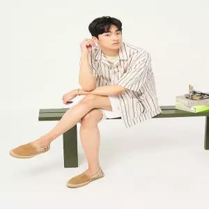 리넨 혼방 스트라이프 오픈칼라 반소매 셔츠 - 아이보리 (BC5465C270)