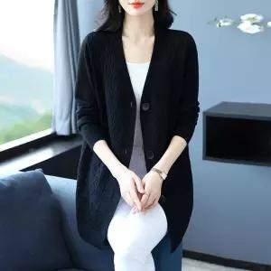 엘럽 여성용 니트 미디 가을 브이넥 코트 카디건 춘추복 아우터 엄마룩 원템3