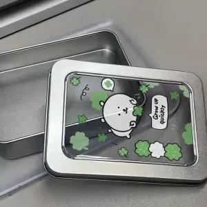 [하프클럽/]행운 곰돌이 곰 곰탱이 네잎클로버 틴케이스 사진 반지 귀걸이