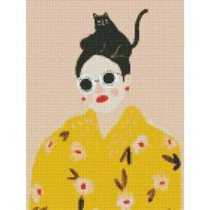 하모니아트 보석십자수 30x40 고양이와 그녀 yOn1+4mTB