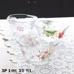 일본 유리 화채볼 그릇 3P 1세트 3종류 택1 유리그릇 화채접시