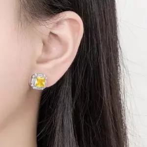 AAA급 옐로우 지르코니아 제스퍼 스톤 은침 귀걸이 볼귀걸이