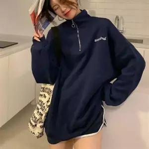 여자 외출 패션 카라 반집업 기모 안감 오버핏 맨투맨 티셔츠