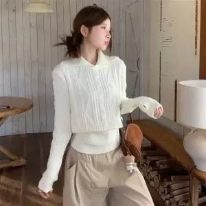 여리핏 케이블 니트 여성 겨울 크롭 폴라 스웨터