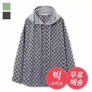 [하프클럽/]남자 빅 체크 후디 셔츠 남방 AC-JKA-Q013-블랙