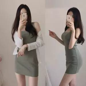 [하프클럽/]여름용 니트 원피스 시원한 나시 반팔 드레스