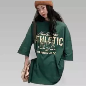 여자 오버핏 스타일 빈티지 프린팅 반팔티 캐주얼