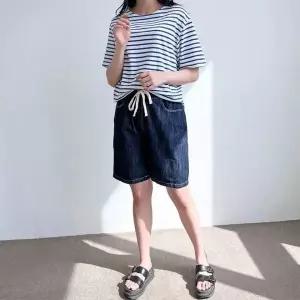 [하프클럽/]데일리  와이드 청반바지 남녀공용 통넓은 여름용 데님팬츠
