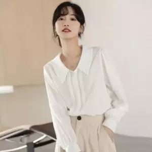 [하프클럽/]프릴 장식 어깨 포인트 빅카라 여성용 블라우스