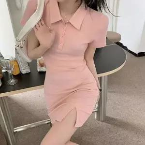 [하프클럽/]여성용 여름 미니 원피스 카라 반팔 옆트임 데일리룩