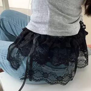 [하프클럽/]허리밴딩 플라워 미니 스커트 여성용 레이스 프릴 디자인