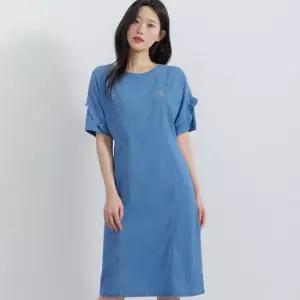 [지센] 데님 프릴소매 튜닉 원피스 LCOPQ422_BL