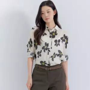 [지센] (2컬러) 린넨100 플라워 블라우스 LCWSP632