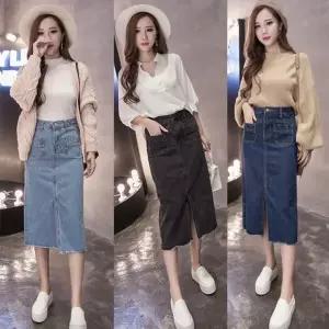 [하프클럽/]여성용 데님 롱 청치마 A라인 스커트 여름 데일리