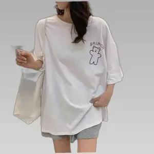 여성 반티 베어 프린팅 포인트 루즈핏 반팔티