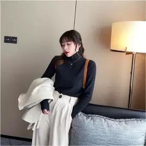 여성 데일리 슬림핏 겨울 폴라넥 니트 티셔츠
