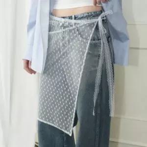 [하프클럽/]여성 시스루 레이어드 랩 스커트 데일리 망사 치마
