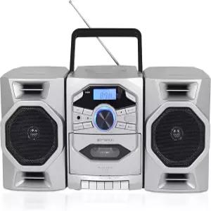 카세트 플레이어 테이프 레코더 AM/FM 라디오 MP3 AUX 입력 탈착식 스피커 AC/DC 및 배터리 작동 - 가정