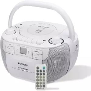 Retekess TR621 CD 및 카세트 플레이어 콤보 가정용 붐박스 AM/FM 테이프 녹음 TF/USB 드라이브 AC 또는 D