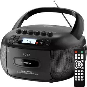 카세트 플레이어가 있는 Kuephom CD 붐박스 블루투스 FM/AM 테이프 레코더 및 리모컨이 휴대용 - 절전