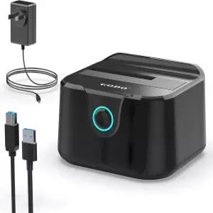 GOODO 싱글 하드 드라이브 도킹 스테이션 USB 3.0에서 SATA III로 2.5/3.5인치 HDD SSD UASP가 장착된 외장