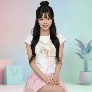 에이미리리꽃티 플라워나염 반팔 슬림핏 여름 키치룩