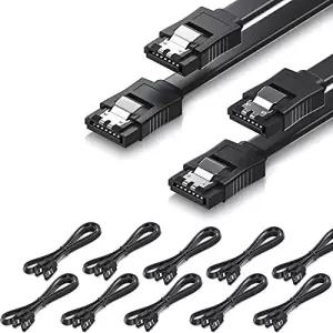 CONN SATA 케이블 III 10팩 6Gbps 스트레이트 HDD SDD 데이터 SSD CD 드라이버 라이터용 잠금 래치 16인치