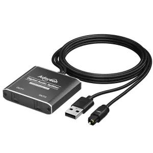 2Way 디지털 광 오디오 스플리터 1인치 2아웃 액티브 토슬링크 SPDIF 광섬유 USB 전원 LPCM 2.0 PCM 돌비