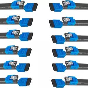 Benfei SATA 케이블 III 12팩 6Gbps 스트레이트 HDD SDD 데이터 SSD CD 드라이버 라이터용 잠금 래치
