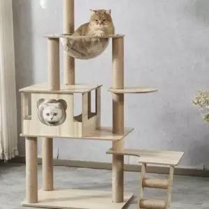 고양이 캣타워 5단 투명해먹 원목