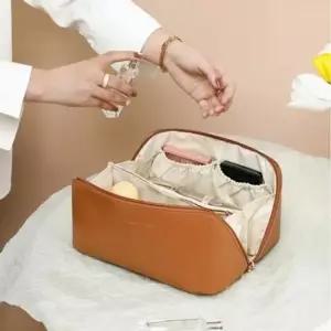 여행용 가죽 메이크업파우치 휴대용 화장품파우치